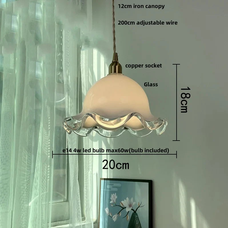 Helnys Flower Glass LED Pendant Light Modern Nordic Hang Lamp