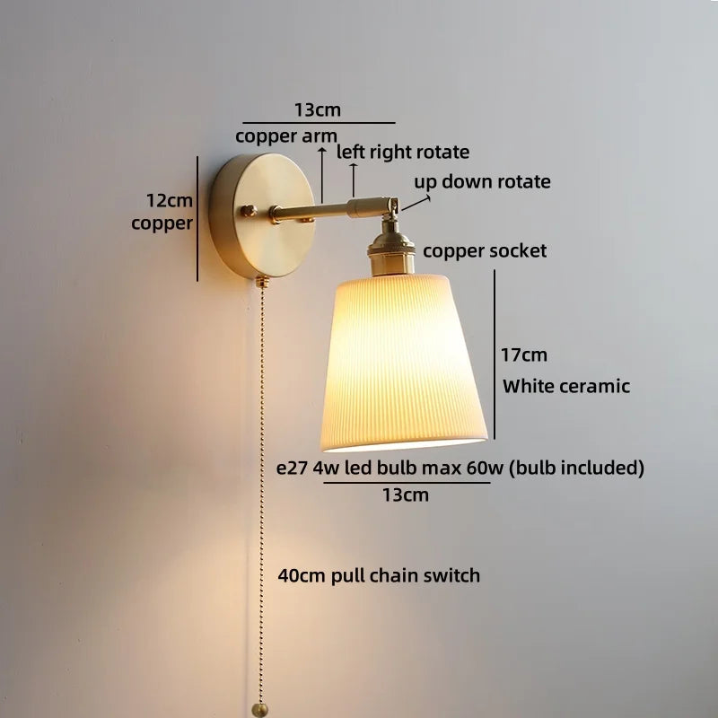 Helnys Ceramic LED Wall Light for Indoor Decor, Stair Lighting, Living Room, Balcony