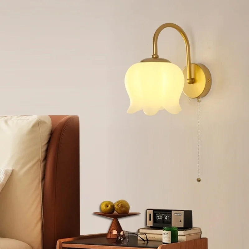 Helnys Iron LED Wall Sconce Pull Chain Switch Stair Light - Modern Nordic Art Design