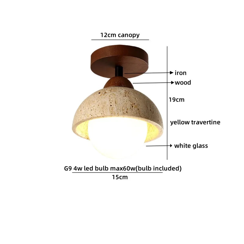 Helnys Black Travertine LED Ceiling Light - Stone Loft Vintage Ceiling Lamp