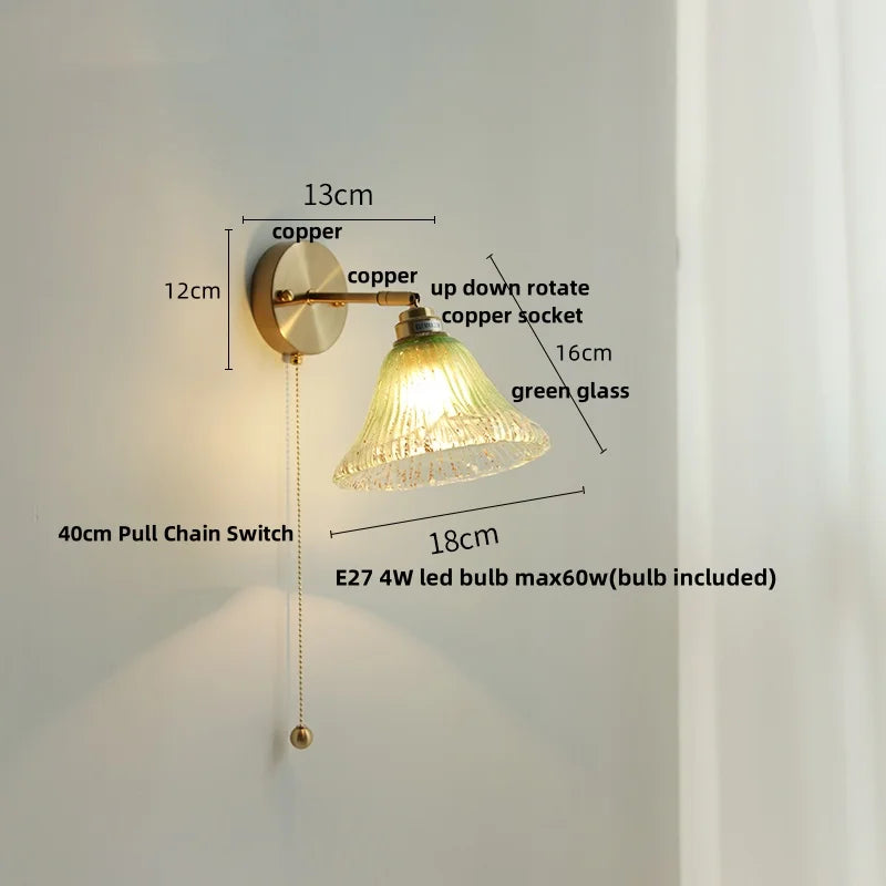 Helnys Blue Glass Wall Sconce Up Down Rotate Light Fixture
