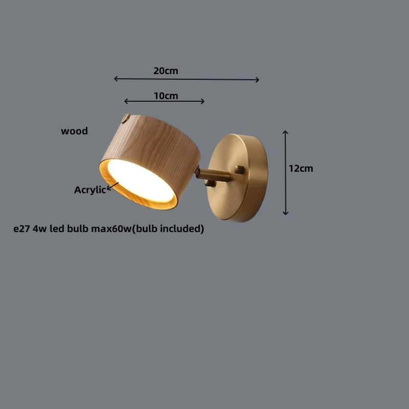 Helnys LED Wall Sconce Walnut Wood Base Modern Art Lamp
