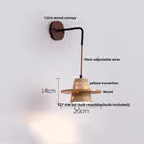 Nordic Modern Copper Wood LED Wall Light by Helnys | Yellow Travertine Stone Bedside Lamp