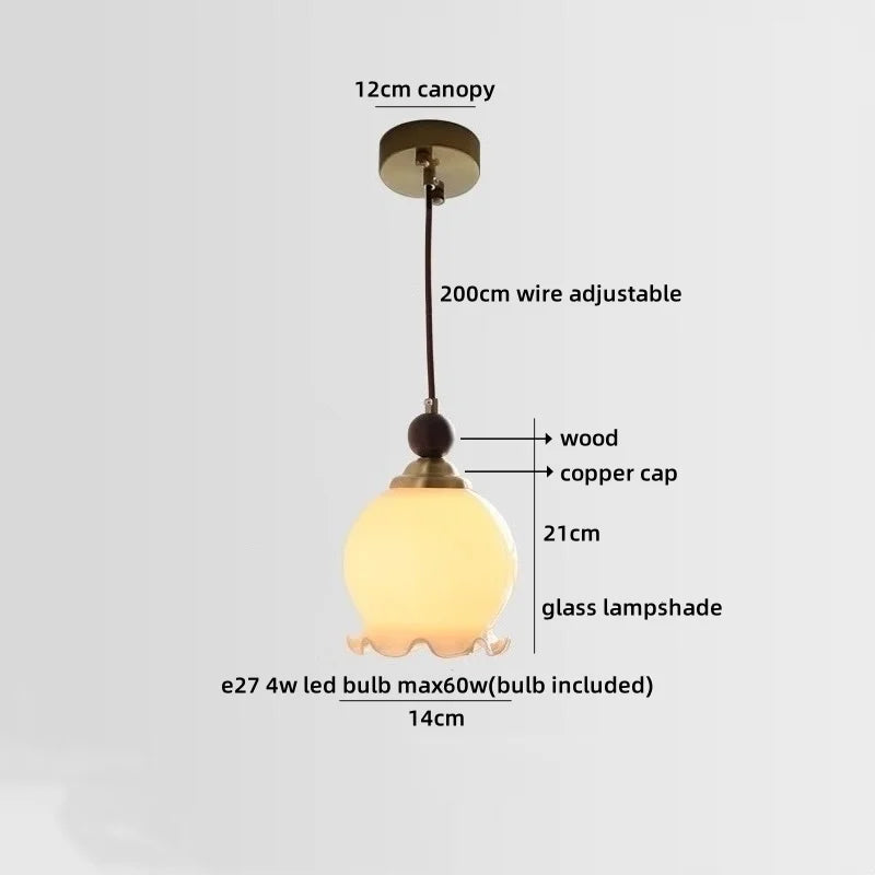 Helnys White Glass Pendant Light for Bedroom Living Dining Room