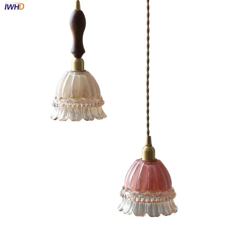 Helnys Nordic Walnut Wood LED Pendant Lamp - Modern Living Room Hanging Light