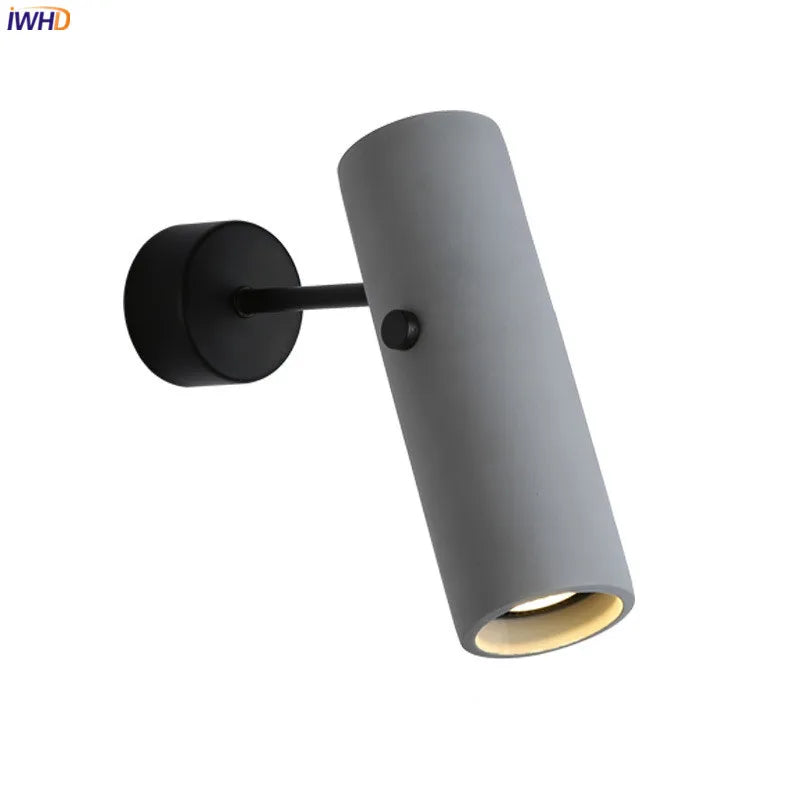 Helnys Industrial LED Wall Light Rotate Adjustable Gray Cement Bedroom Living Room Vintage