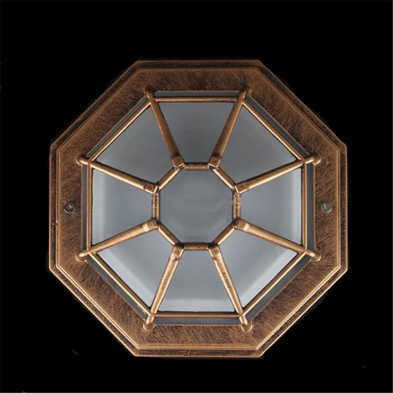 Helnys Rustic Frosted Glass Outdoor Ceiling Light Flush Lamp Europe Style IP Rate Fixture