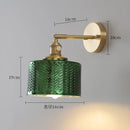 Helnys Green Glass LED Wall Light with Pull Chain Switch - Nordic Modern Design