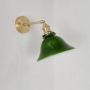 Helnys Copper Swing Arm Wall Lamp with Green White Lampshade