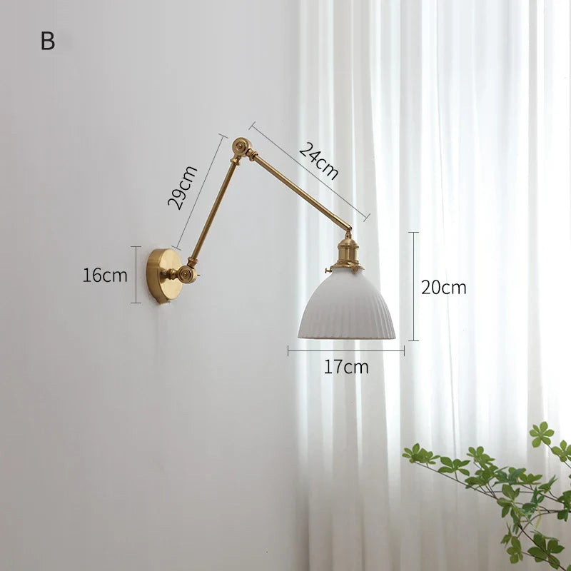 Helnys Ceramic LED Wall Sconce Pull Chain Switch Up Down Light