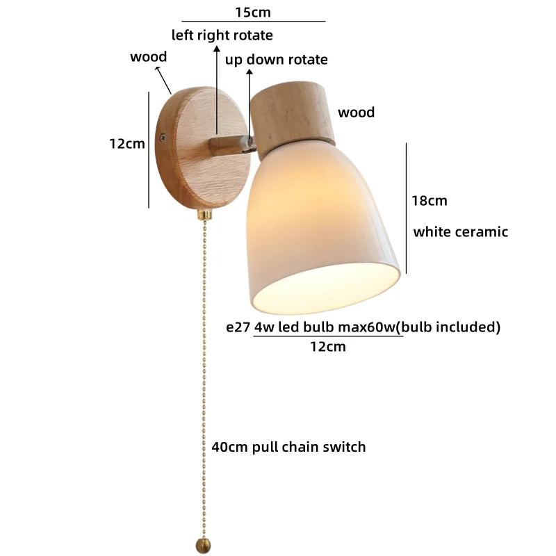 Helnys Ceramic LED Wall Sconce Lamps | Japanese Style Indoor Art Wall Lights