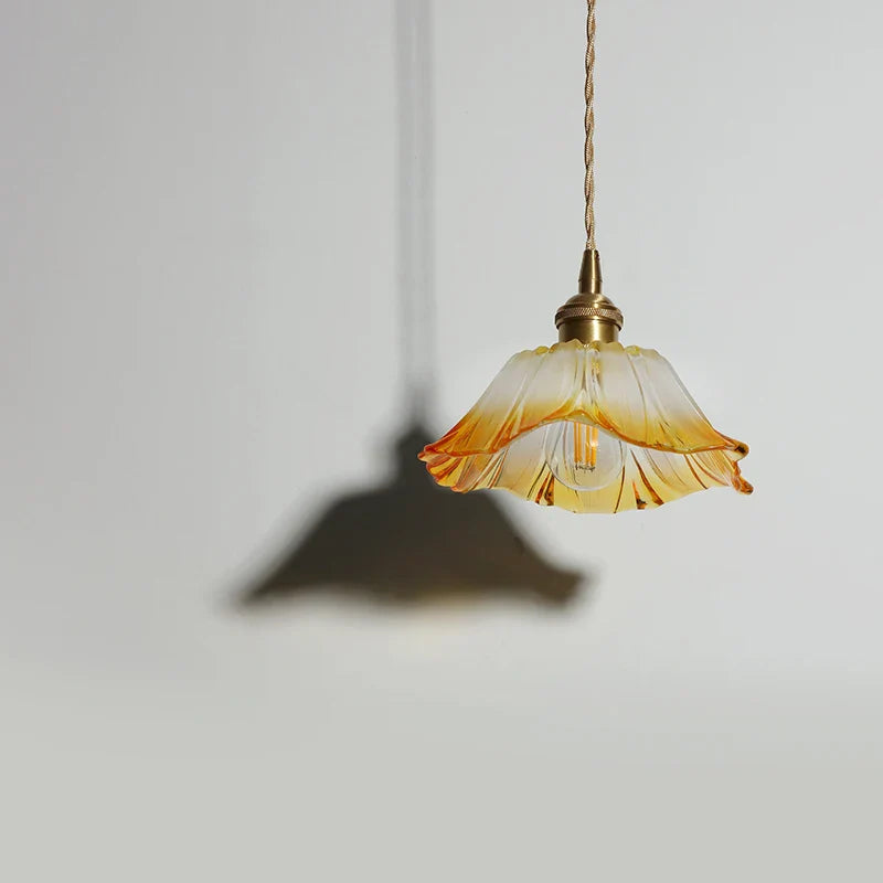 Helnys Yellow Glass LED Pendant Light, Nordic Style, Adjustable Hanging Lamp