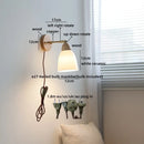 Helnys White Ceramic LED Wall Sconce Lamp Wooden Socket Stair Light Fixtures