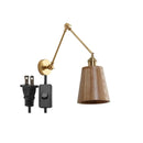 Helnys Copper Swing Arm Wood LED Wall Lamp with Pull Chain Switch