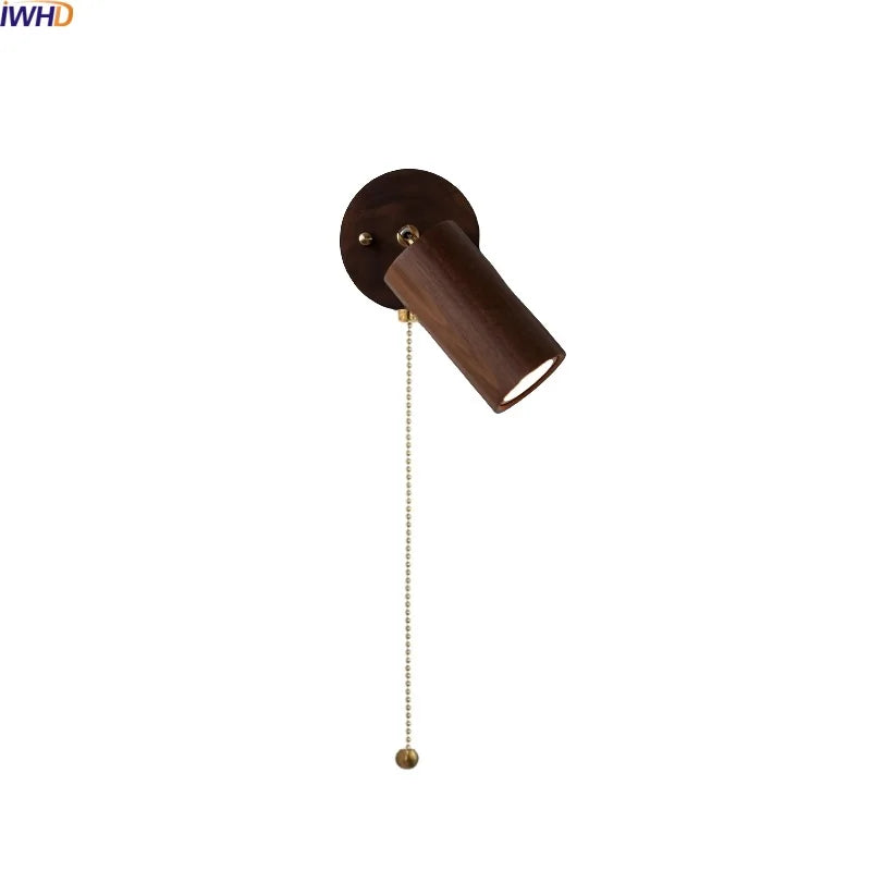 Helnys Wooden LED Wall Lamps for Bedroom Design Luminaire, Walnut Wood Shade, Bathroom Mirror, Stair Light