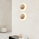Helnys LED Wall Light Bedroom Yellow Travertine Wood Canopy Sconce Lampara