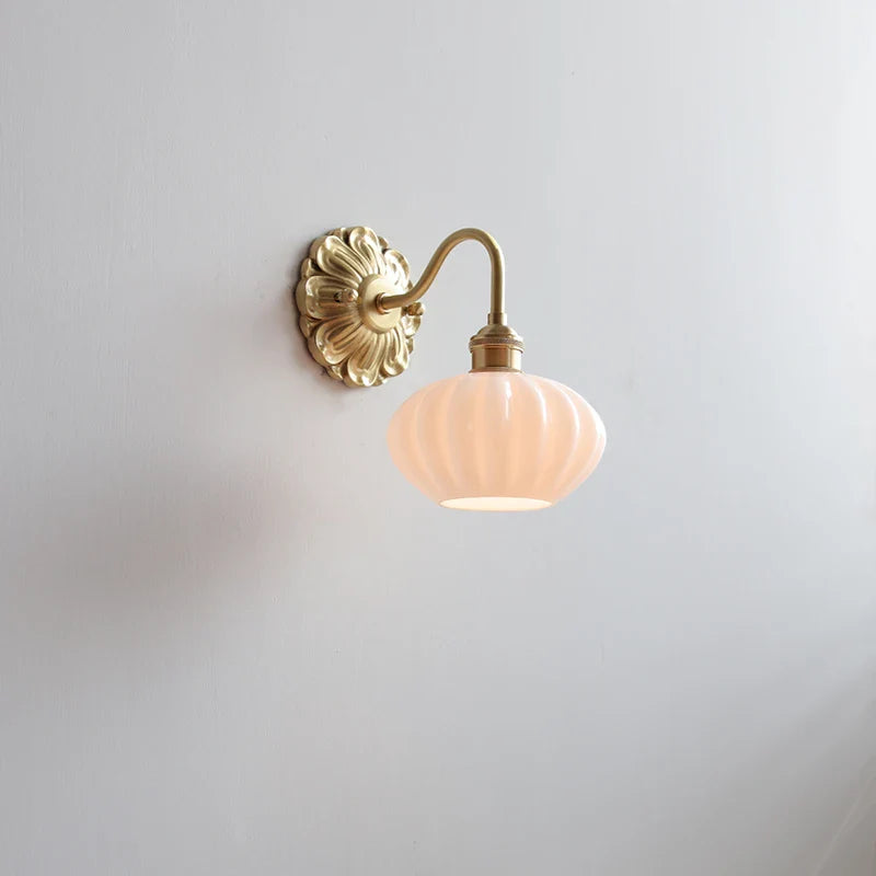 Helnys Smoke Gray Glass LED Wall Sconce - Modern Copper Wandlamp Fixtures