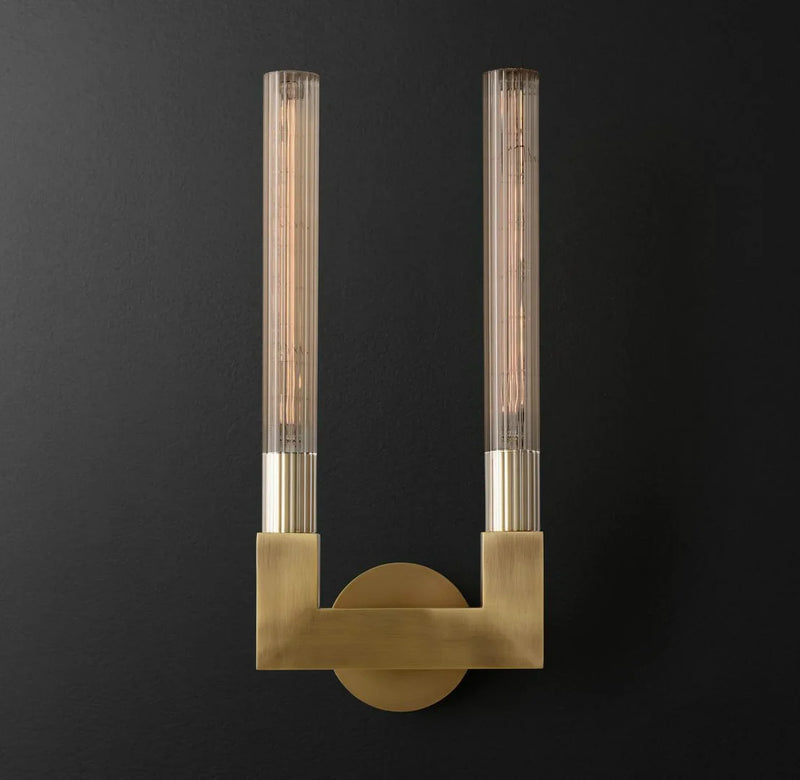 Helnys Copper Glass LED Wall Lamp Sconce for Bedroom Living Room