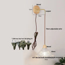Helnys Clear Glass LED Wall Light Wood Pull Chain Switch Stair Fixture