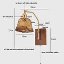 Helnys LED Glass & Wood Wall Lamp with Pull Chain Switch for Living Room