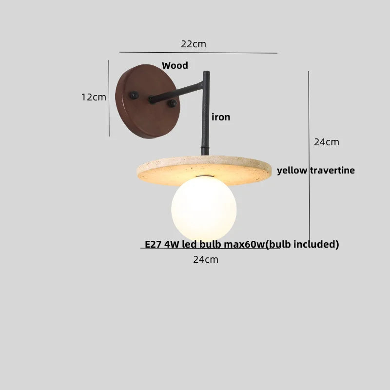 Helnys LED Wall Light Hotel Hallway Wood Pull Chain Iron Mirror Light
