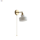 Helnys Modern Glass Wall Sconce with Pull Chain Switch - Nordic Style