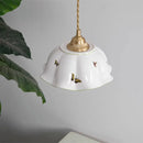 Helnys Butterfly Ceramic Copper LED Pendant Lamp, Nordic Modern Hanglamp for Home Indoor Decor