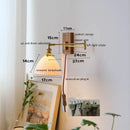 Helnys Walnut Ceramic LED Wall Lamp with Copper Arm, Rotating, Pull Chain Switch