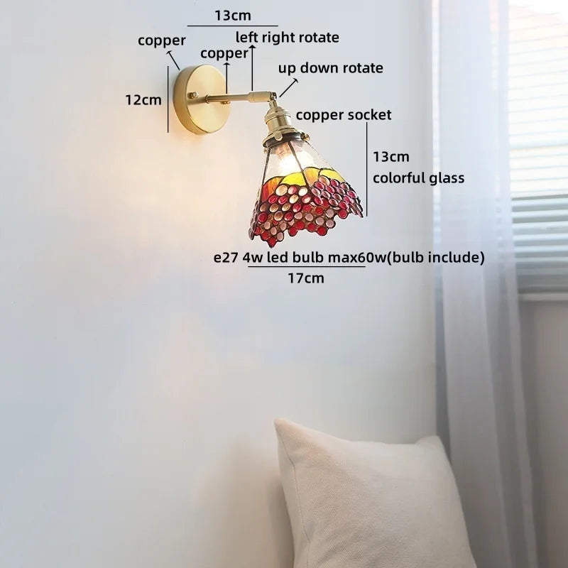 Helnys LED Glass Wall Lamps for Kids Bedroom, Nordic Design Mirror Light