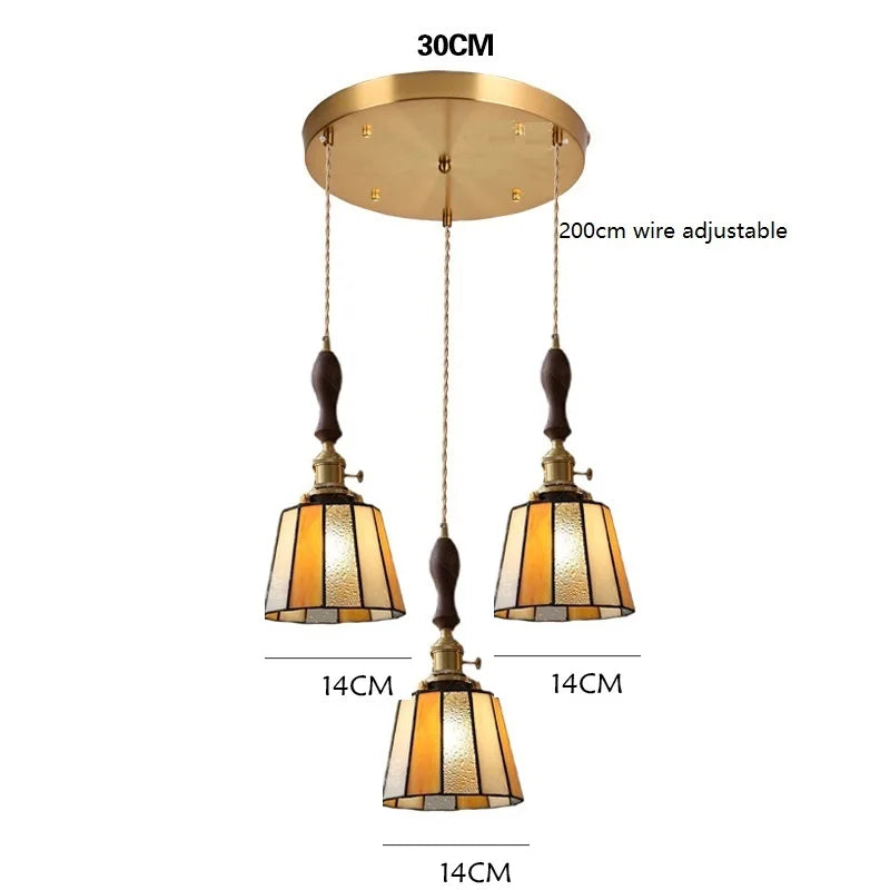 Helnys Vintage LED Pendant Lamp with Copper Socket & Glass Lampshade