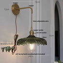 Helnys Amber Vintage LED Glass Wall Light Fixture with Pull Chain Switch
