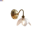 Helnys Glass Brass LED Wall Light with Clear Flower Shade