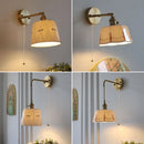 Helnys Ceramic Brass LED Wall Light Reading Sconce Pull Chain Switch Home Decor
