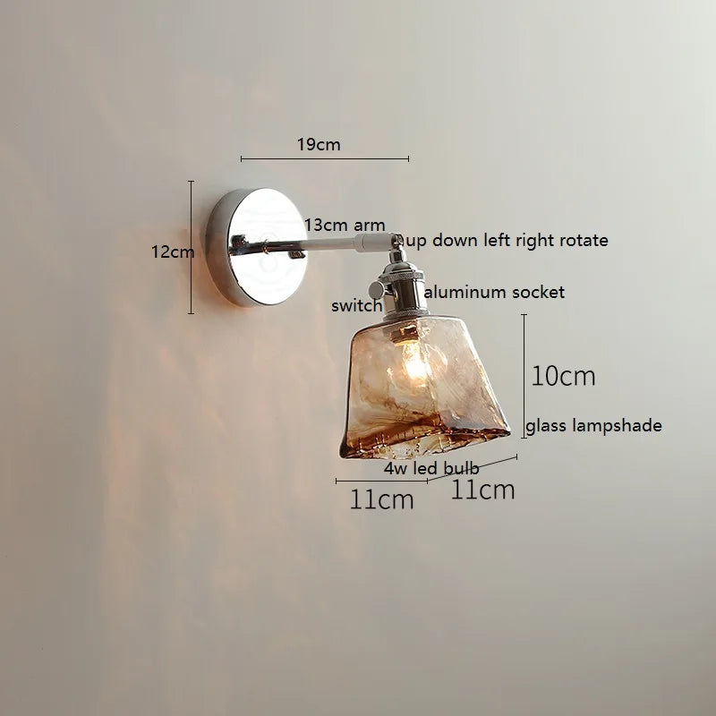 Helnys Modern Crystal LED Wall Sconce Silver Iron Bedroom Living Room Lamp