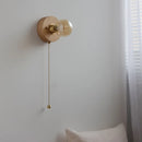 Helnys LED Wall Lamp Indoor Pull Chain Switch Stair Lighting Ash Wood Mirror Light.
