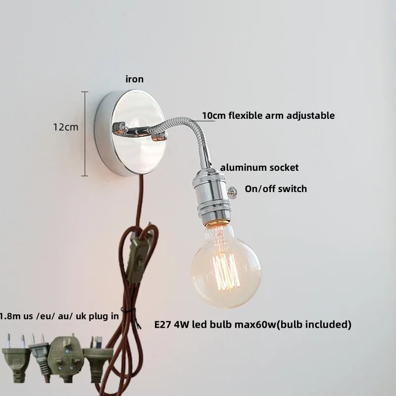 Helnys Colorful Glass Bedside Lamp Sconce | Flexible Arm LED Wall Lights | Modern Nordic Design