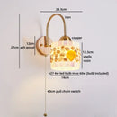 Helynys Glass Flower LED Wall Light - Bedroom Luxury Vintage Wood Wall Lamp