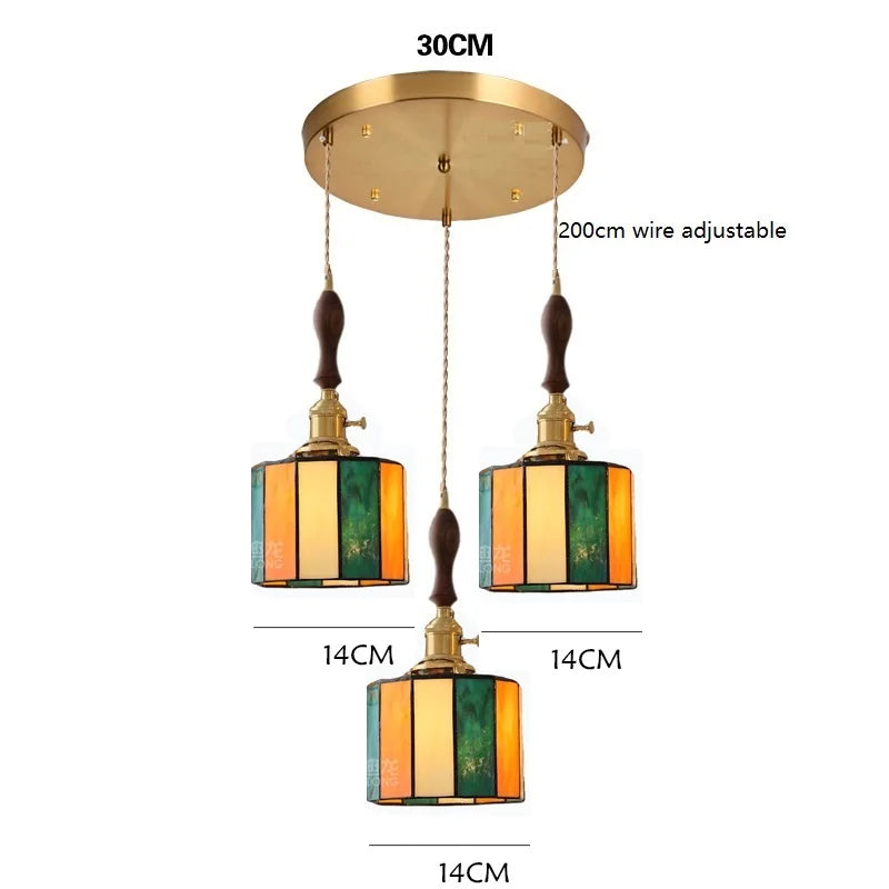 Helnys Vintage LED Pendant Lamp with Copper Socket & Glass Lampshade