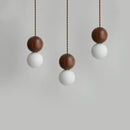 Helnys Wood Glass Balls LED Pendant Chandelier Black Walnut Hanging Lamp