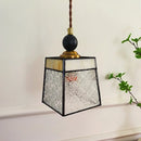 Helnys Clear Glass LED Pendant Light Hanging Fixture Adjustable Copper Wood Glass_Luminaire