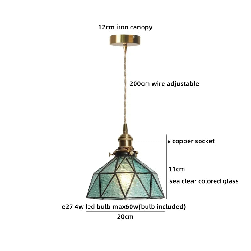 Helnys Amber Glass LED Pendant Chandelier