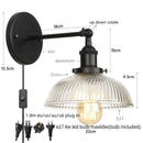 Helnys Vintage LED Wall Light with Pull Chain Switch, Rustic Industrial Bedside Lamp