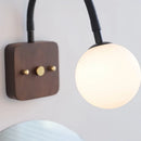 Helnys Glass Ball LED Wall Lamps Black Hose Adjustable Square Wood Bathroom Lights