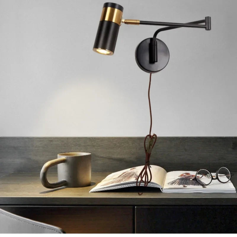 Helnys Rotatable LED Wall Sconce Swing Arm Stair Light Fixture for Home Décor