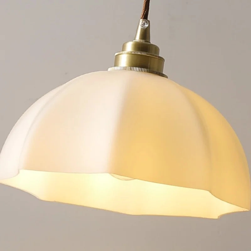 Helnys White Glass LED Pendant Lamp Modern Nordic Hanging Lights for Home