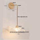 Helnys Wood Glass LED Wall Light Fixture with Pull Chain Switch