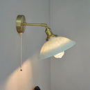 Helnys Nordic LED Wall Light Brass Bedside Lamp Chrome Pull Chain Switch