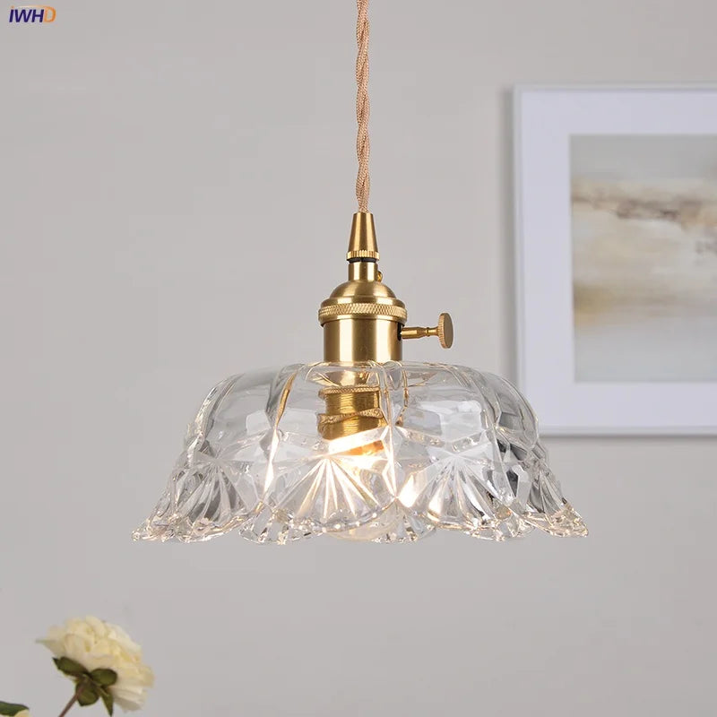 Helnys Brass Glass LED Pendant Lights Modern Nordic Hanging Lamparas Colgante