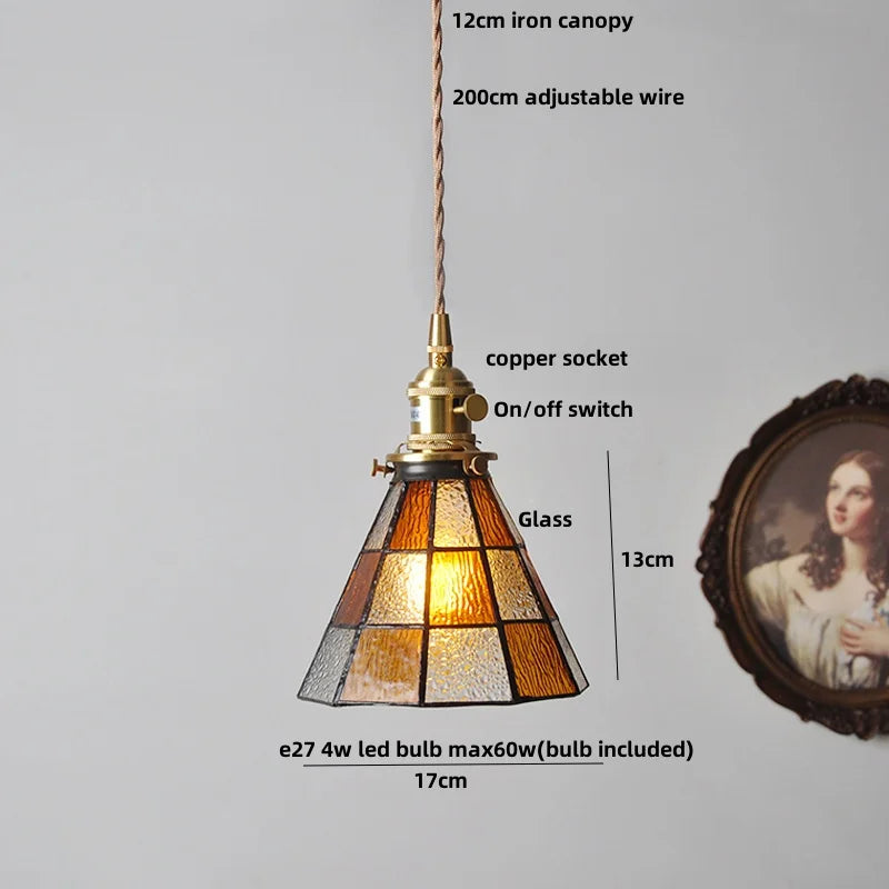 Helnys Tiffany Style Glass LED Pendant Lights for Dining Kitchen Restaurant