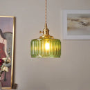 Helnys Green Glass LED Pendant Light: Modern Nordic Hanging Lamp for Dining Room